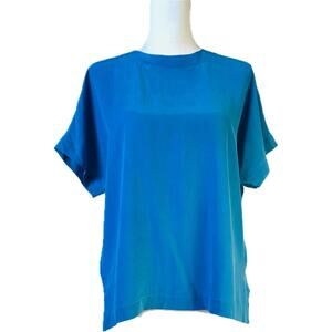 Spenser Jeremy Silk Sleeveless Drop Shoulder Lagonlook Boxy Top Women 10 Blue